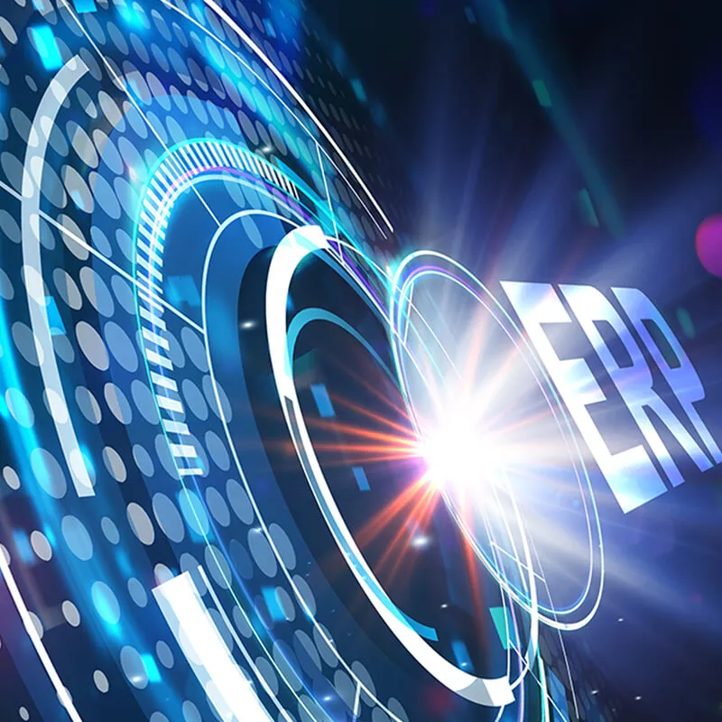Abstrakte Darstellung vernetzter Daten und ERP-Systeme